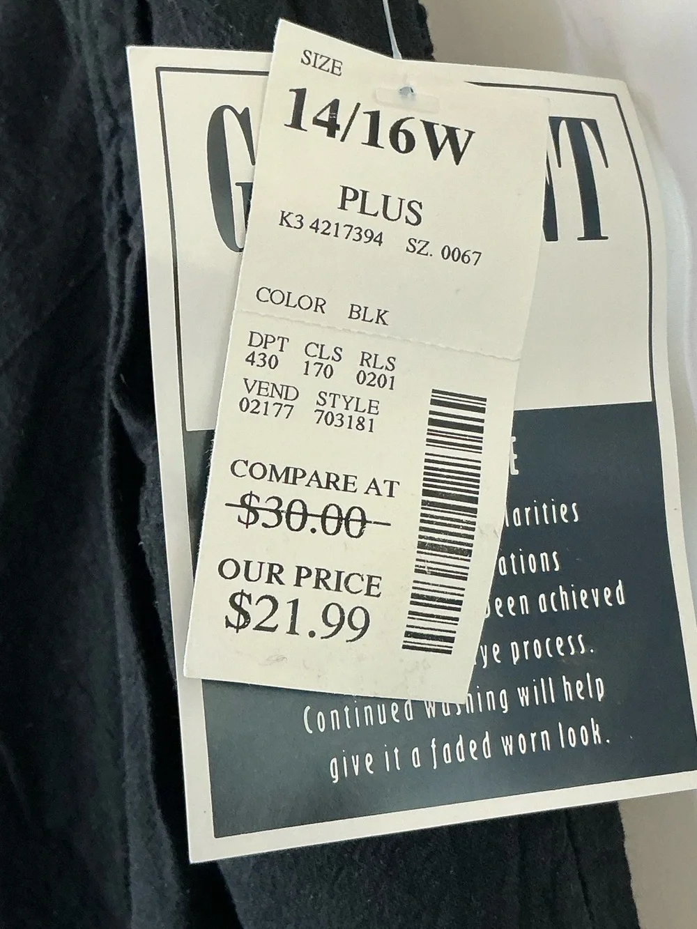 Fashion Bug Black Pants 100% Cotton Pocket Elastic Waist 29” Inseam Plus 14/16